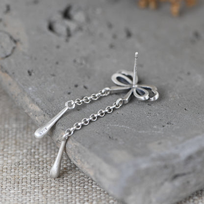 Chain Long Tassel Bow Earrings