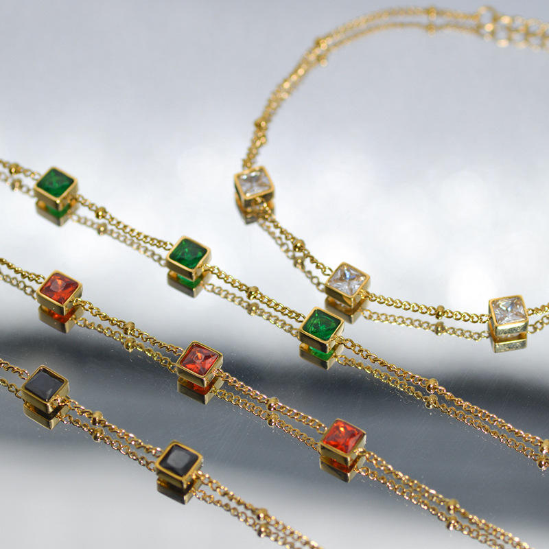 Square Colorful Zircon Bracelet