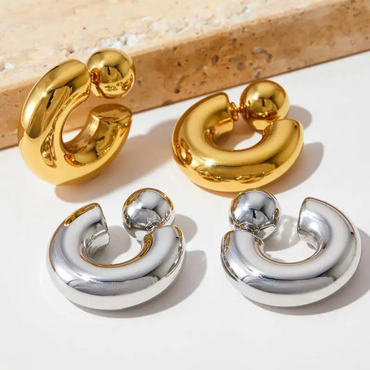 C Shaped Hollow Earrings