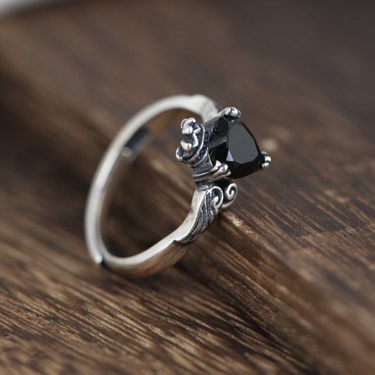 Feather Crown Heart ring