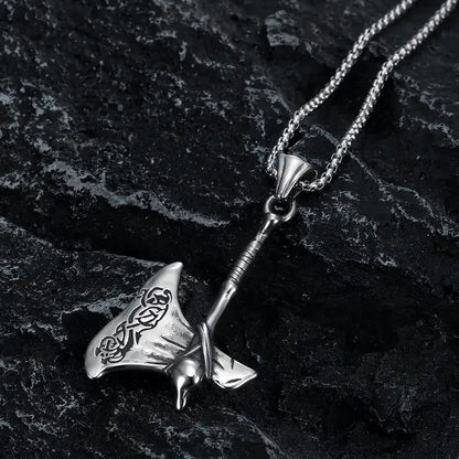 Viking Battle Axe Norse Compass Vegvisir Necklace