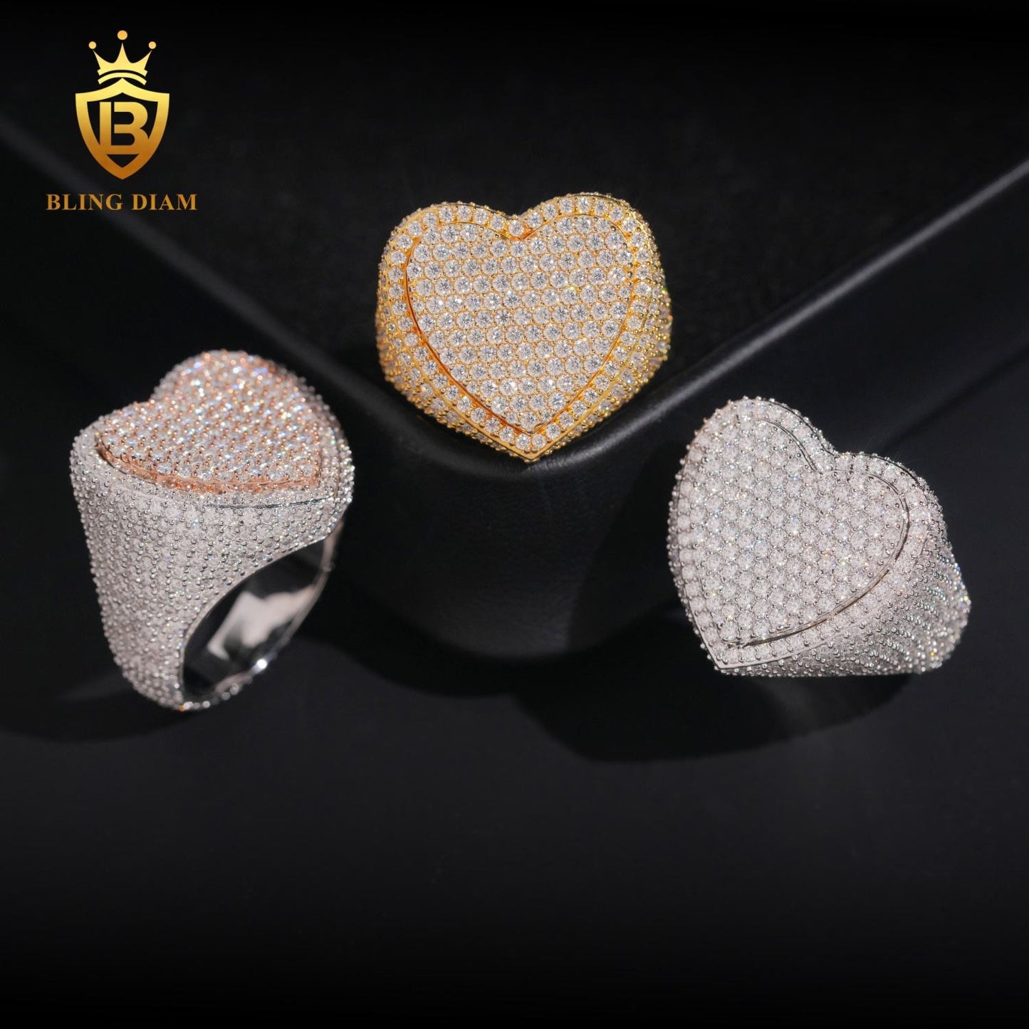 Iced Out Heart-Shaped Ring