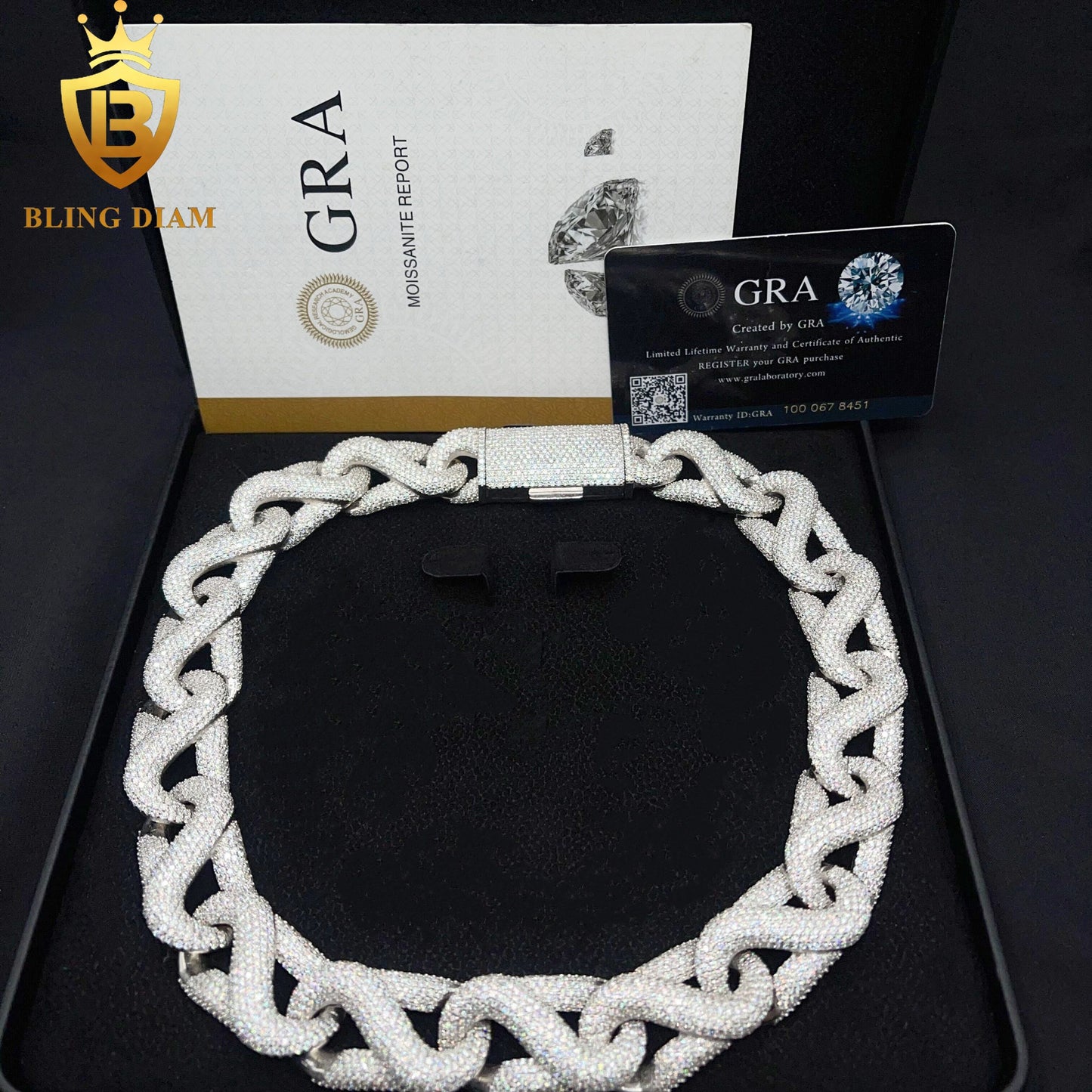 20mm 925 Sterling Silver VVS Moissanite Chains