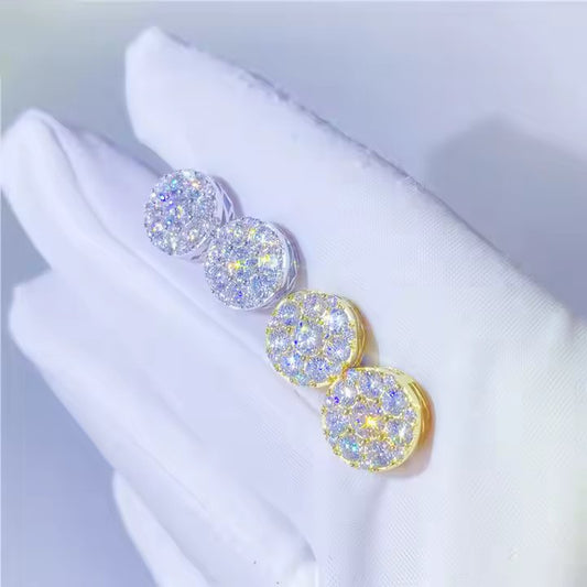 Halo VVS Moissanite Circle Studs | 14K Gold Plated Silver