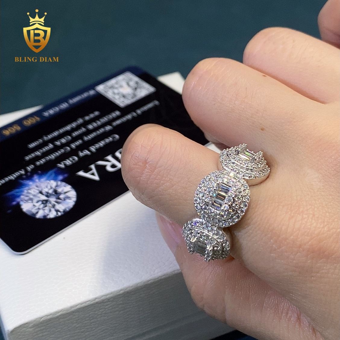Baguette-cut moissanite ring
