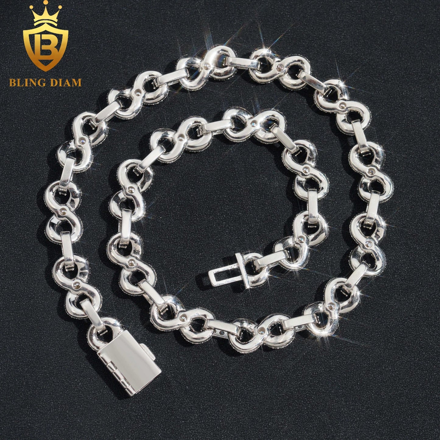 13mm 925 Sterling Silver moissanite chain