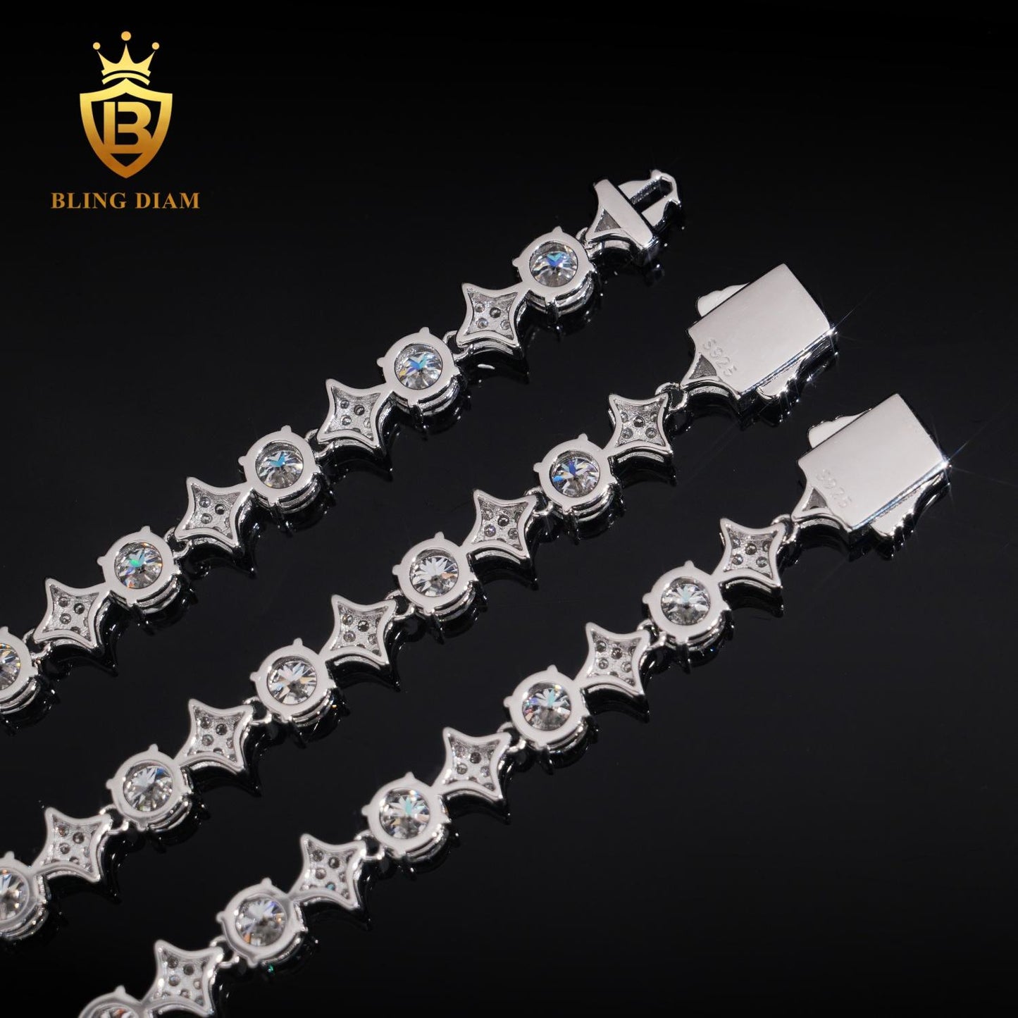 8mm Star Shape 925 Silver moissanite tennis chain