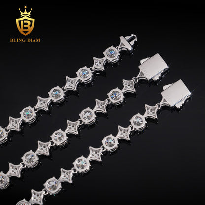 8mm Star Shape 925 Silver moissanite tennis chain