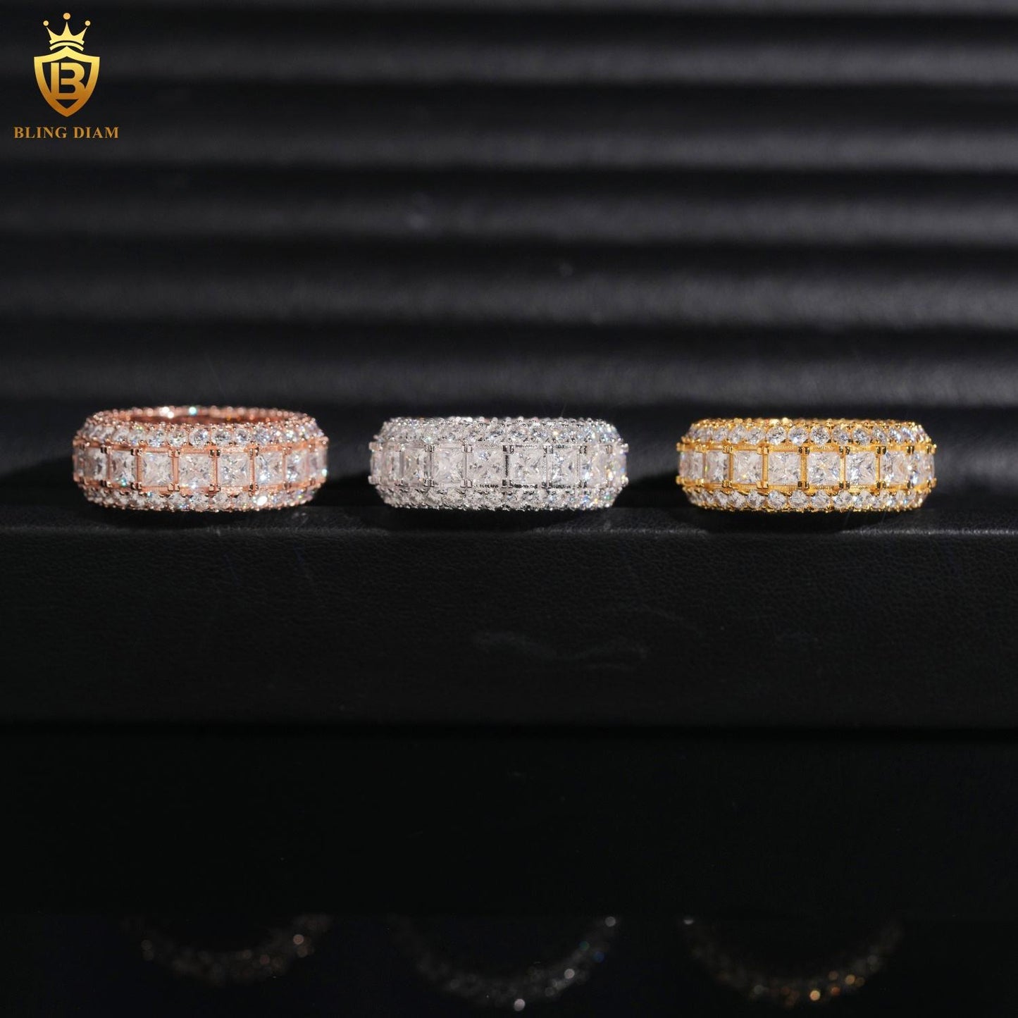 Square stone iced-out ring