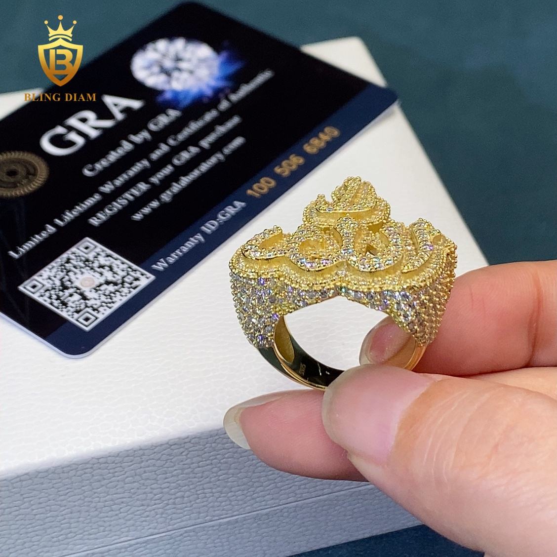 Fire-style moissanite ring