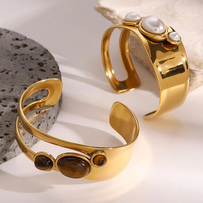 Hollow Out Pearl Natural Stone Bracelet