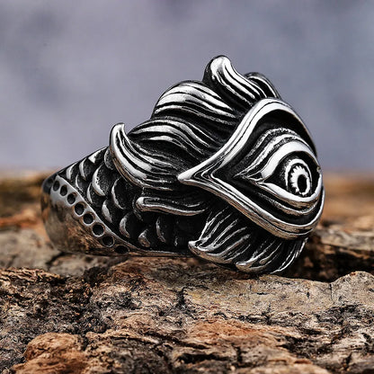 Peacock feather eye ring