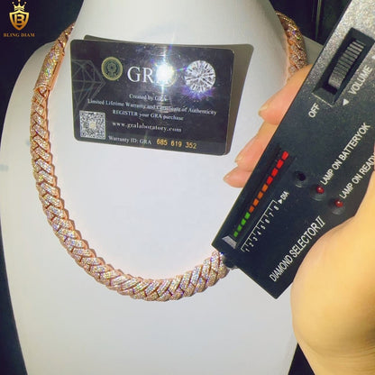 925 silver VVS Moissanite Cuban Link Chain