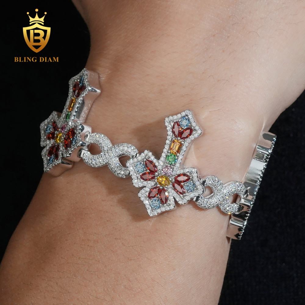 Colorful Cross Moissanite Bracelet