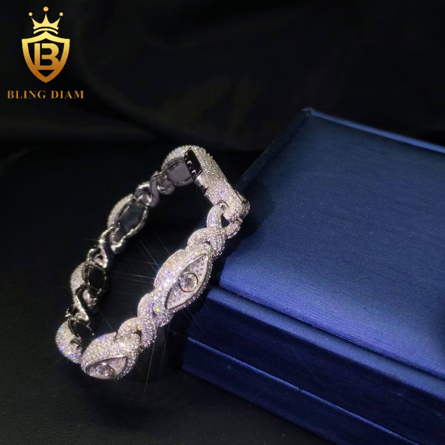 Evil Eye Infinity Moissanite Cuban Bracelet