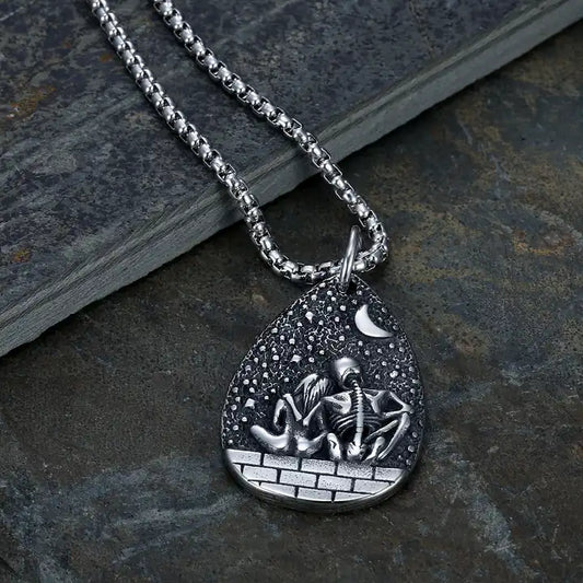 Love Life And Death Skeleton Lovers Necklace