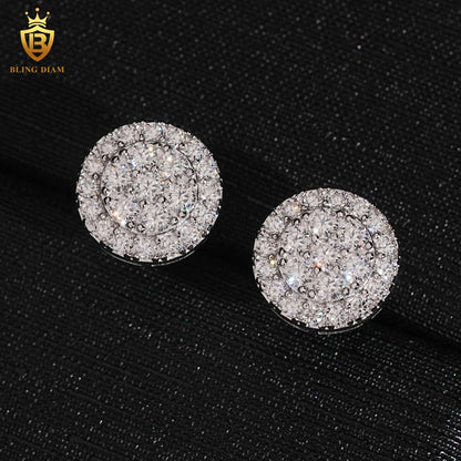 Double Halo Cluster Moissanite Stud Earrings