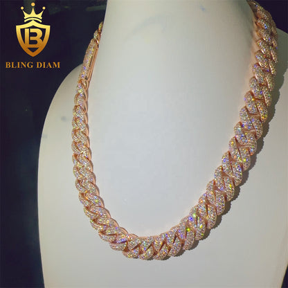 Miossanite 16mm Sterling Silver 925 Miami Cuban Link Chain