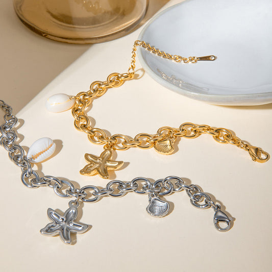 Seashell Starfish Link Chain Pendant Bracelets