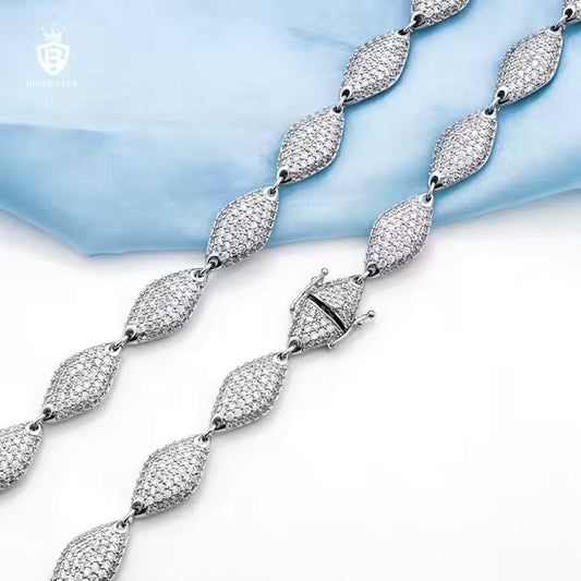 Tennis Chain - 12mm Marquise Zircon, Sterling Silver