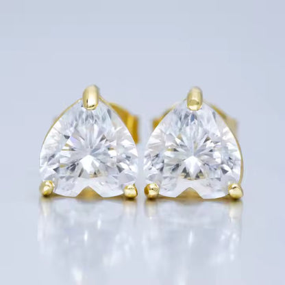 Heart Stud Earrings - 6.5mm VVS Moissanite, Sterling Silver
