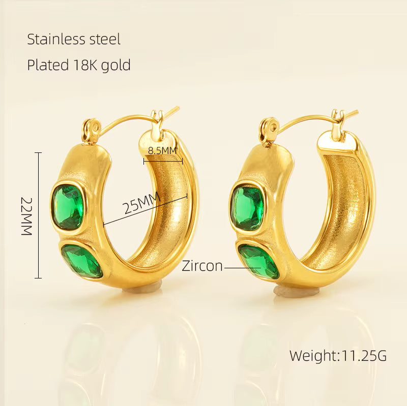 Green White Zircon Earrings