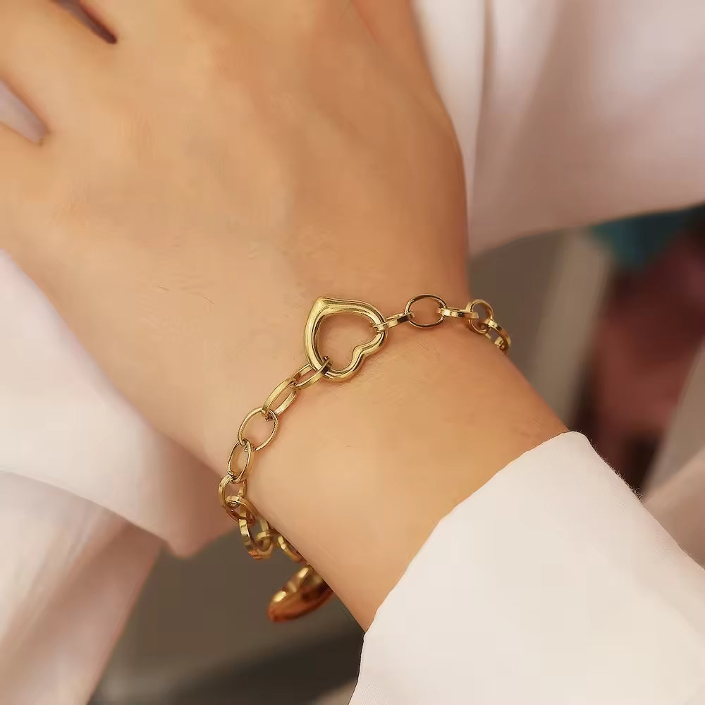 Double Heart Charm Bracelet