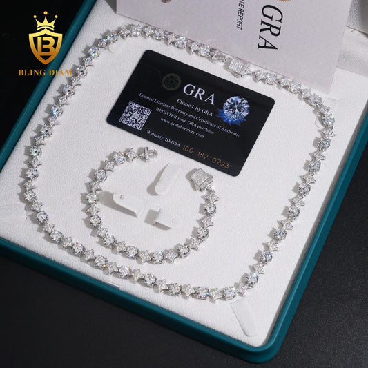 8mm Star Shape 925 Silver moissanite tennis chain