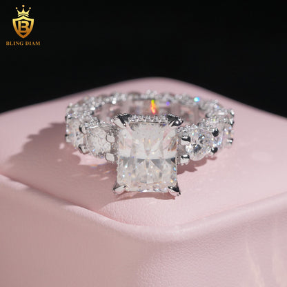 Radiant-cut moissanite eternity ring
