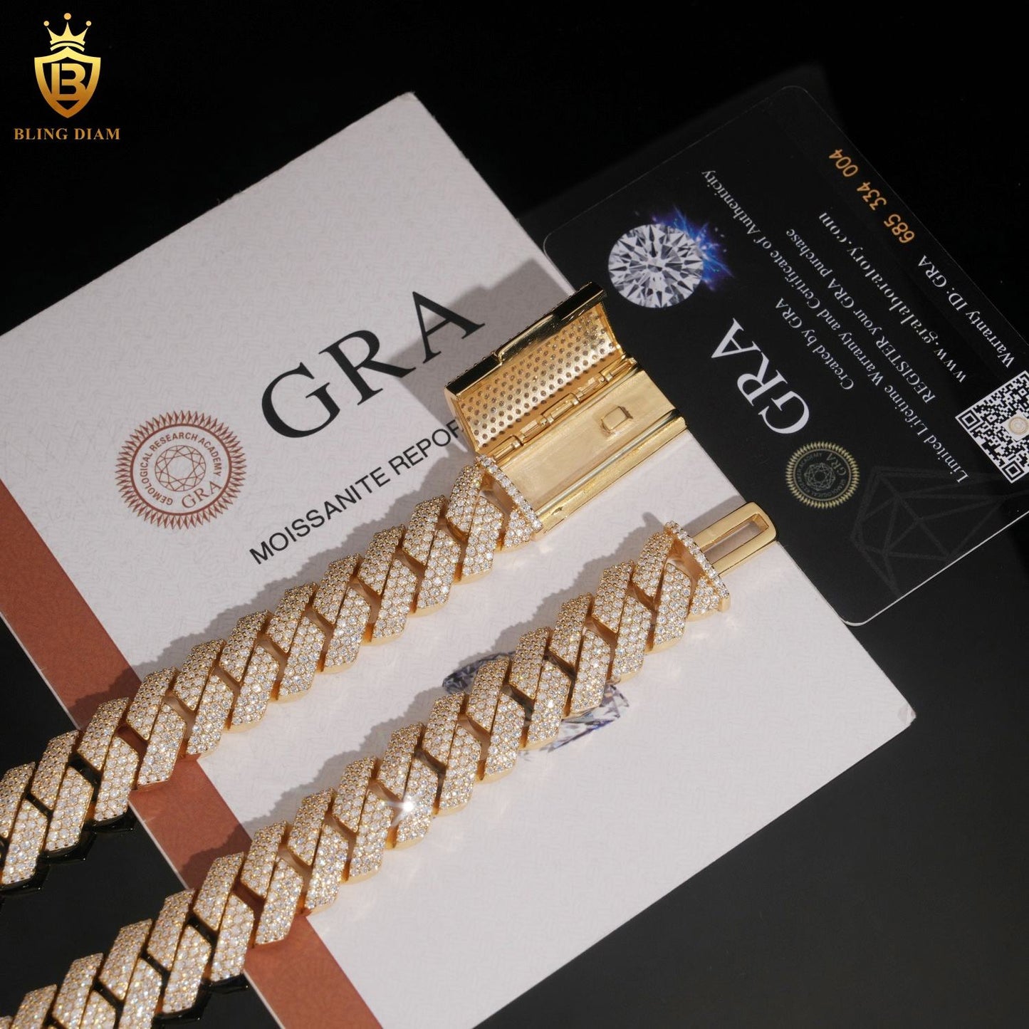 16mm Moissanite Solid 925 Silver Gold Plated Cuban Link Chain