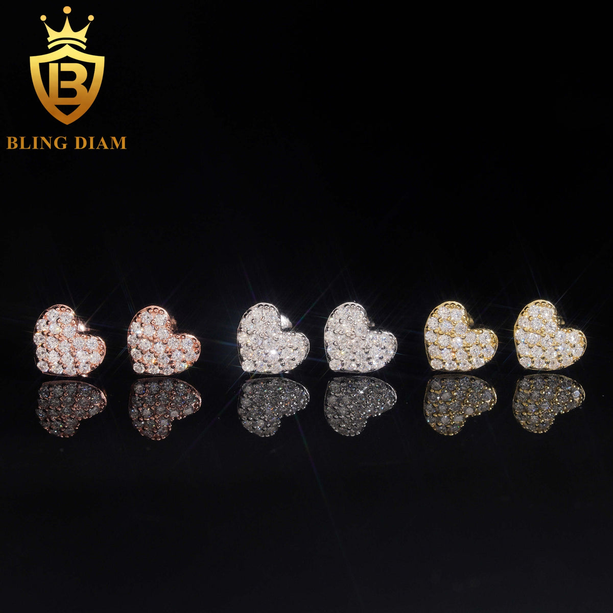 Pavé Moissanite Heart Stud Earrings