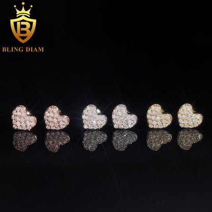 Pavé Moissanite Heart Stud Earrings