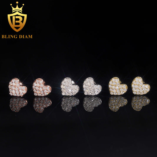 Pavé Moissanite Heart Stud Earrings