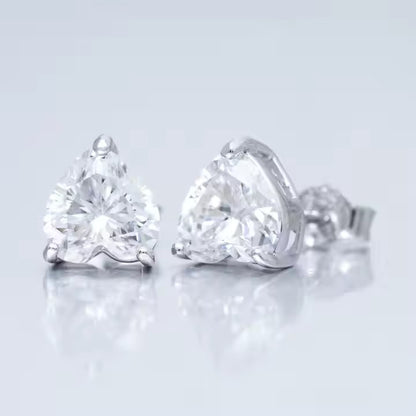 Heart Stud Earrings - 6.5mm VVS Moissanite, Sterling Silver