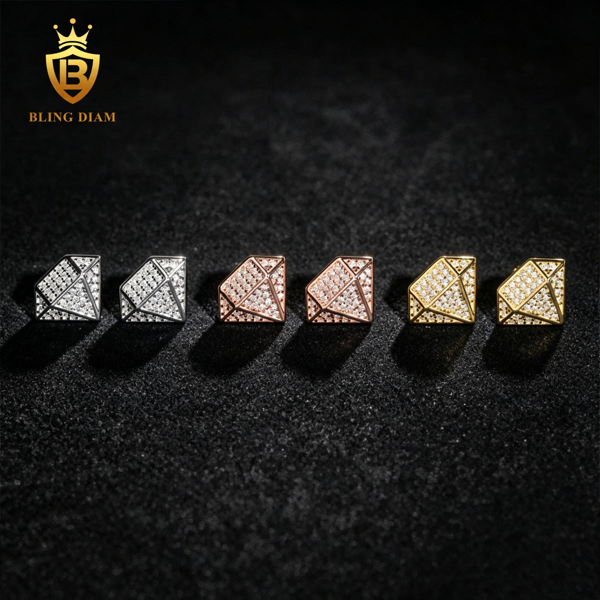 VVS Diamond-Shaped Moissanite Stud Earrings