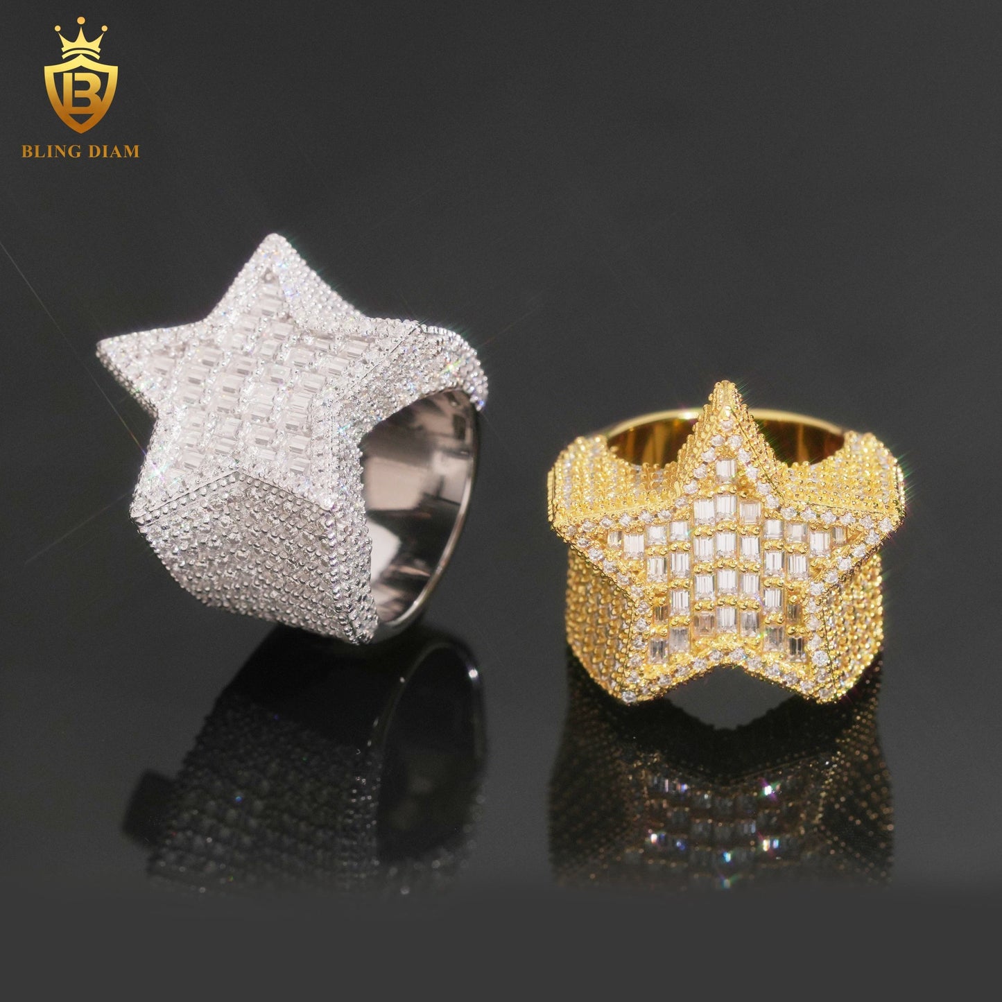 Star-design iced-out ring