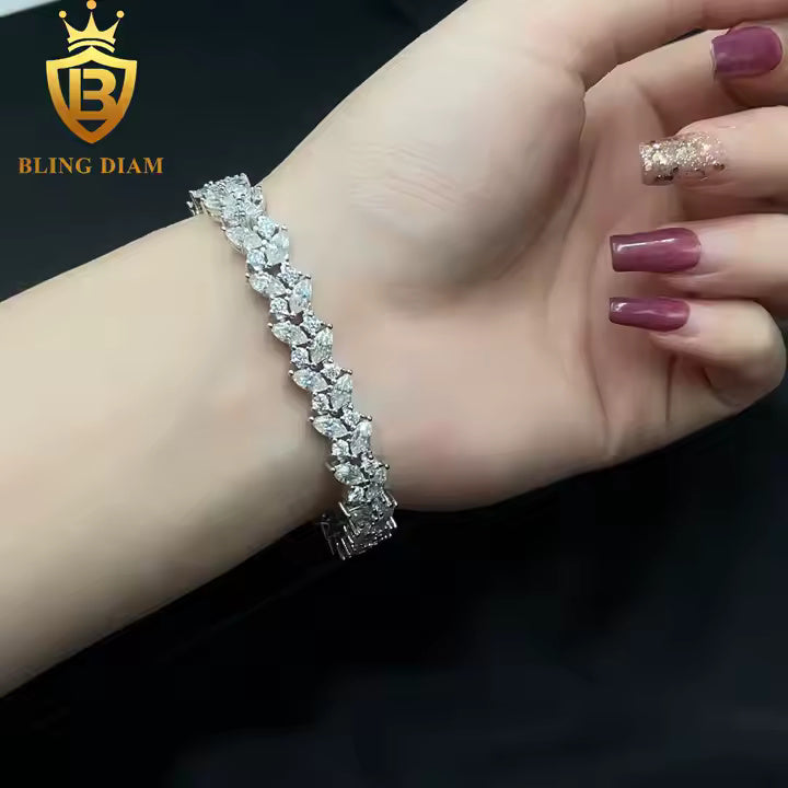Marquise Moissanite Tennis Bracelet | 9.3mm | 925 Silver