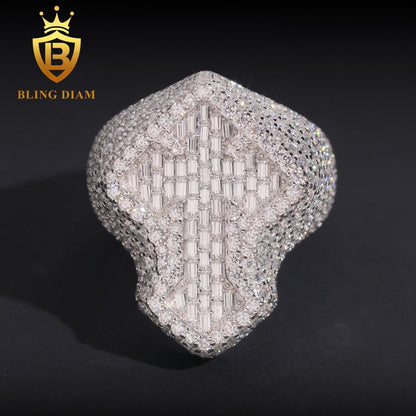 Iced-out cross moissanite ring