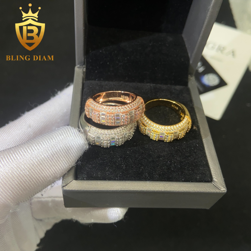 Iced-out moissanite ring