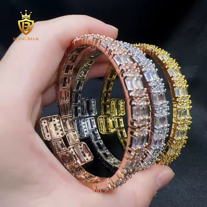 Wide Baguette Bangle Bracelet