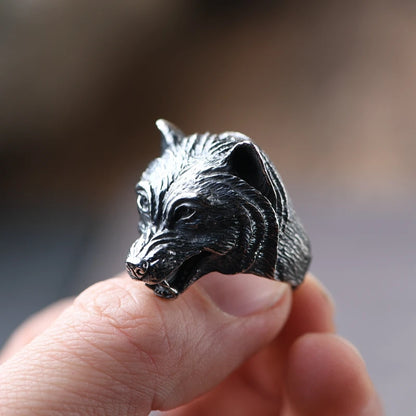 Oxidized Wolf Ring