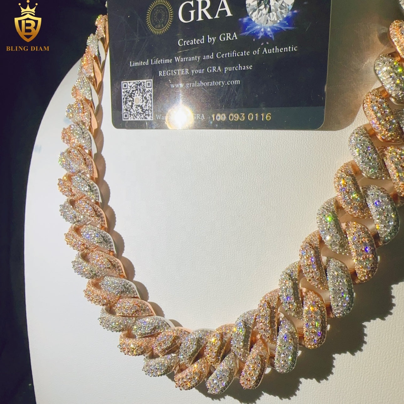 Miossanite 22mm Sterling Silver 925 Miami Cuban Link Chain