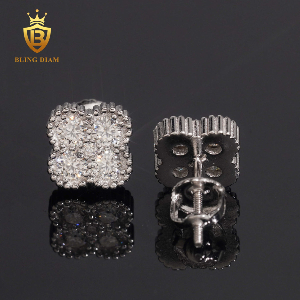Four-Leaf Clover Moissanite Stud Earrings