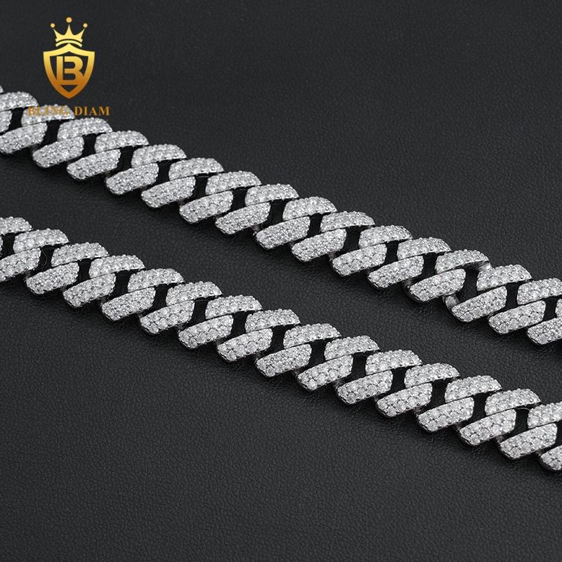 VVS Moissanite 2 Rows 12mm 925 Silver Chain