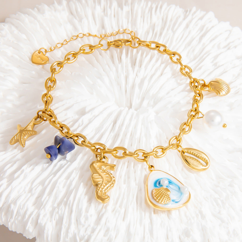 Seahorse Shell Starfish Pearl Charm Bracelets
