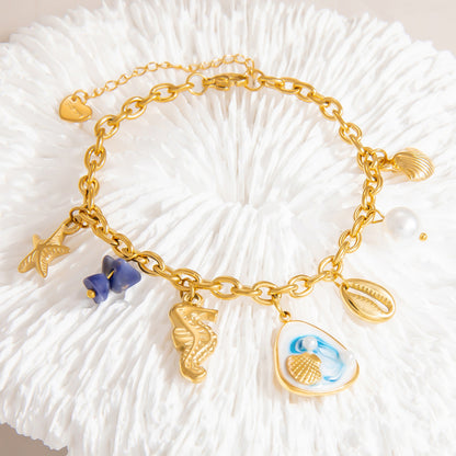 Seahorse Shell Starfish Pearl Charm Bracelets
