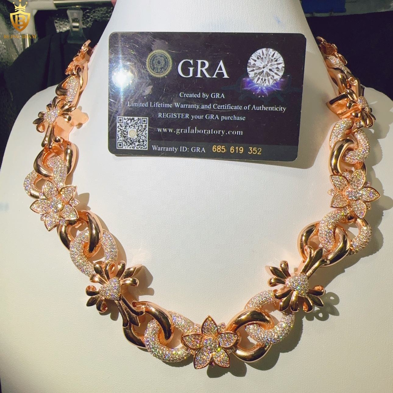 20mm D Color VVS Moissanite Chain