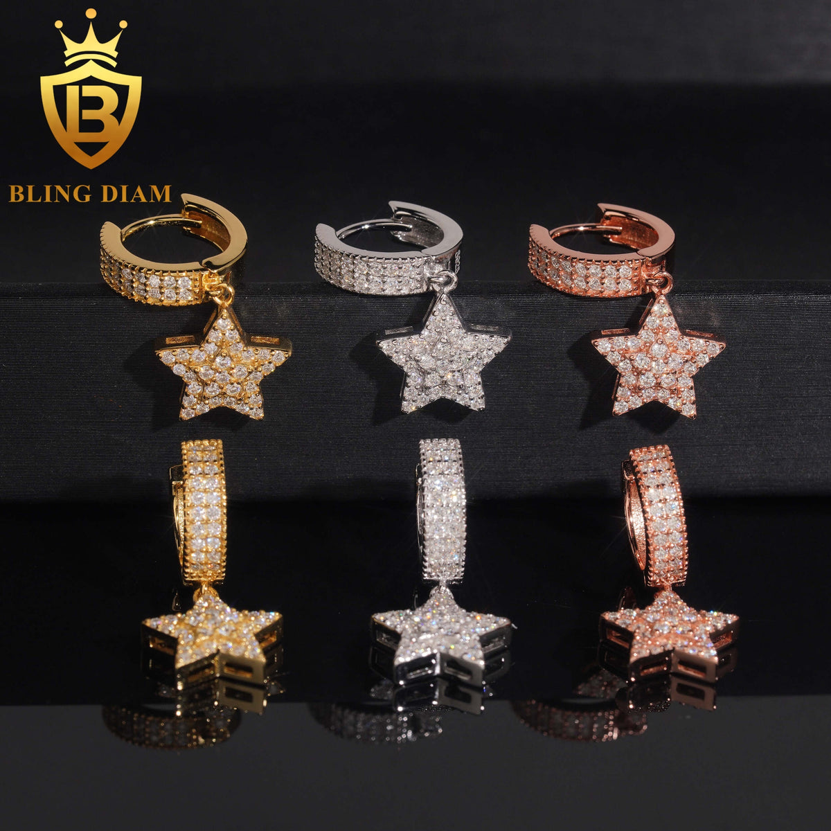 Moissanite Star Stud Earrings