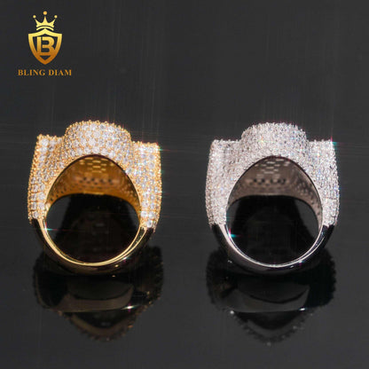 Cross design baguette-cut moissanite ring