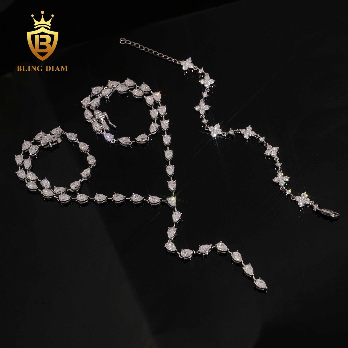 6mm sterling silver VVS Pear Cut Moissanite Tennis Chain